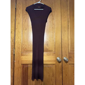 Pink Rose Brown Ribbed Midi Dress Size S